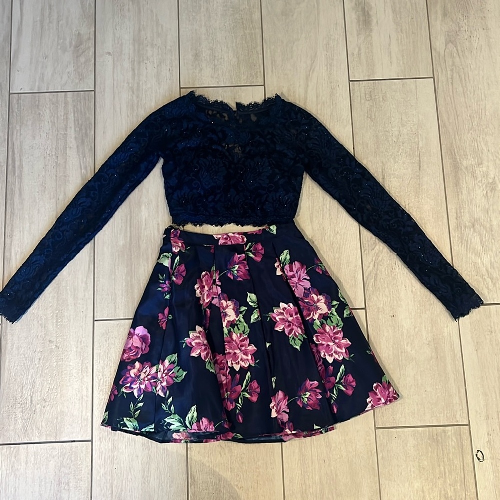 Sequin Hearts Navy Blue Set (size 0)